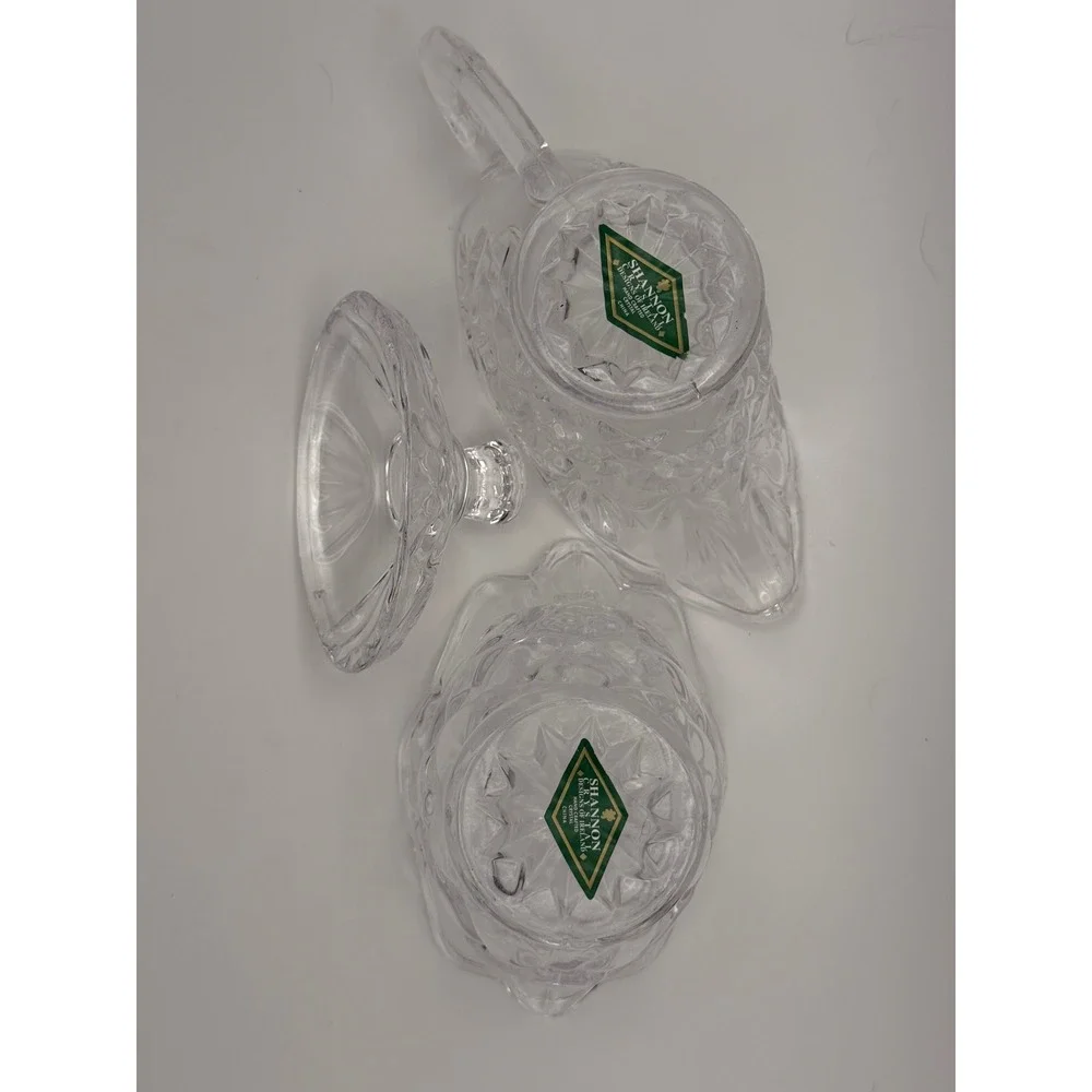 Shannon Crystal Designs of Ireland Cut Glass Creamer and Lidded‎ Sugar Bowl Set